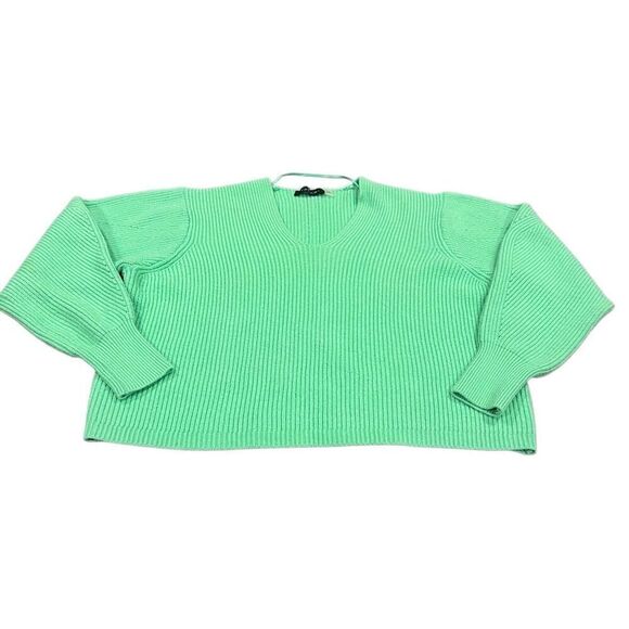 TAHARI LIMON GREEN Cropped knit sweater size M - Picture 6 of 6